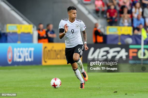 Davie Selke of Germany in action during the UEFA European Under-21 Championship Group C match between Germany and Czech Republic at Tychy Stadium on...