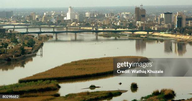 An aerial view of Baghdad on March 18, 2008 in Iraq.