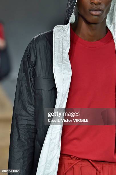 Model walks the runway during the Y3 Menswear Spring/Summer 2018 show as part of Paris Fashion Week on June 25, 2017 in Paris, France.