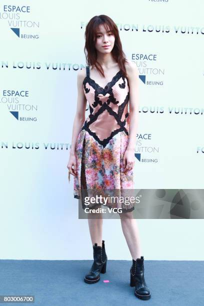 Actress Elane Zhong Chuxi attends the opening exhibition of Espace Louis Vuitton on June 28, 2017 in Beijing, China.