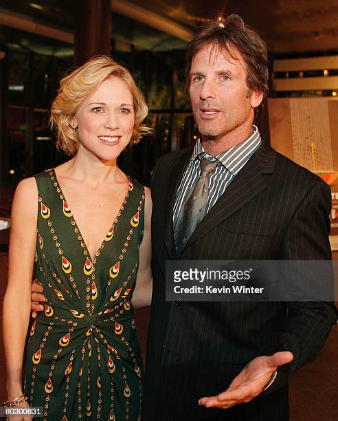 Actress Tracey Middendorf and writer/director Hart Bochner talk at the premiere of Bleeding Hart Film's "Just Add Water" at the Directors Guild of...