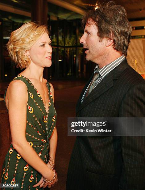 Actress Tracey Middendorf and writer/director Hart Bochner talk at the premiere of Bleeding Hart Film's "Just Add Water" at the Directors Guild of...