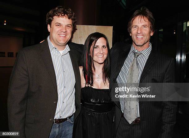 Producers Robin Bissell , Mary Pat Bentel and writer/director Hart Bochner pose at the premiere of Bleeding Hart Film's "Just Add Water" at the...