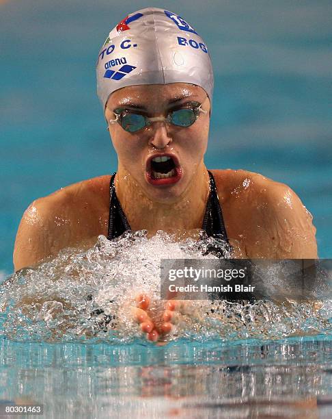 Chiara Boggiatto of Italy in action during heat five of the Women's 100m Breaststroke during day seven of the 29th LEN European Championships for...