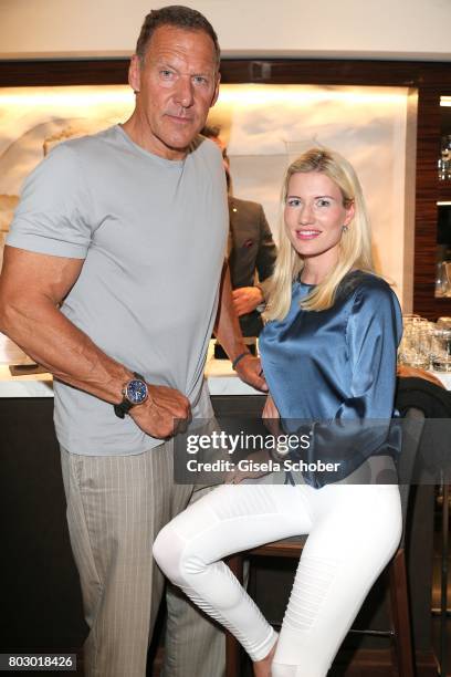Ralf Moeller and his girlfriend Justine attend the exclusive grand opening event of the new IWC Schaffhausen Boutique in Munich on June 28, 2017 in...