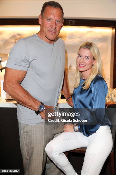 Ralf Moeller and his girlfriend Justine attend the exclusive grand opening event of the new IWC Schaffhausen Boutique in Munich on June 28, 2017 in...