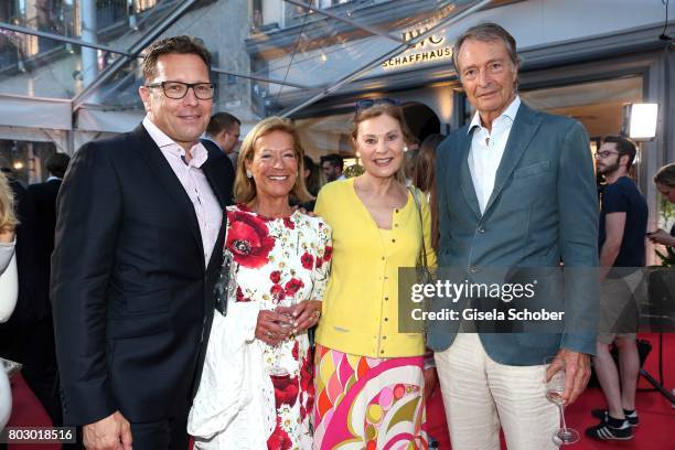 Robert Poelzer, Marie Waldburg Ralph-Michael Nagel and wife Sabina Nagel attend the exclusive grand opening event of the new IWC Schaffhausen...