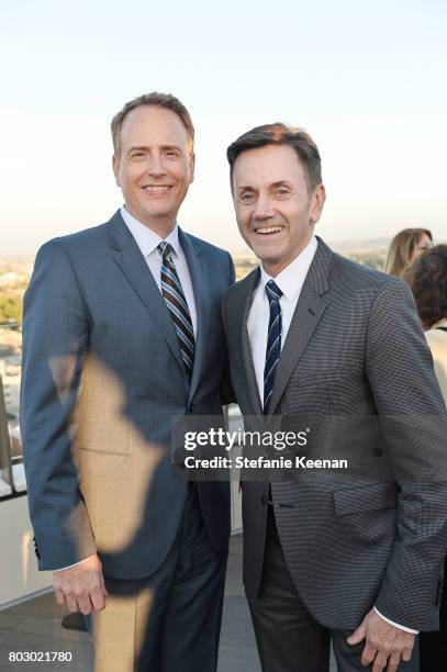 Robert Greenblatt and Chip Sullivan attend Waldorf Astoria Beverly Hills Grand Opening Cocktail Celebration on June 28, 2017 in Beverly Hills,...