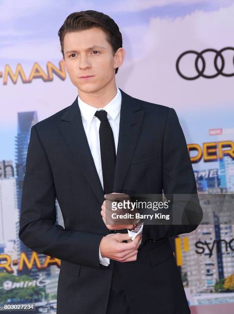 Actor Tom Holland attends the World Premiere of Columbia Pictures' 'Spider-Man: Homecoming' at TCL Chinese Theatre on June 28, 2017 in Hollywood,...