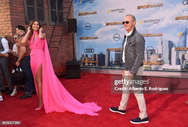 Zendaya and Michael Keaton attend the premiere of Columbia Pictures' "Spider-Man: Homecoming" at TCL Chinese Theatre on June 28, 2017 in Hollywood,...