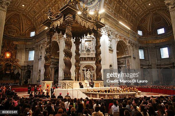 Pope Benedict XVI addresses his audience during his weekly audience in the Paul VI Hall, on March 19 in Vatican City. The Pontiff called for dialogue...