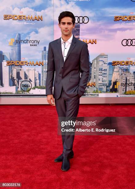 Max Ehrich attends the premiere of Columbia Pictures' "Spider-Man: Homecoming" at TCL Chinese Theatre on June 28, 2017 in Hollywood, California.