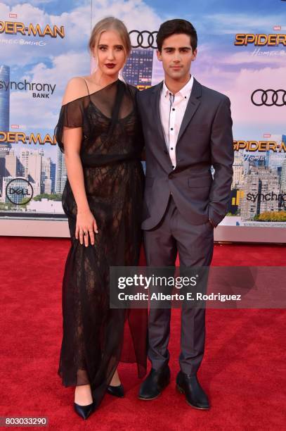 Veronica Dunne and Max Ehrich attend the premiere of Columbia Pictures' "Spider-Man: Homecoming" at TCL Chinese Theatre on June 28, 2017 in...