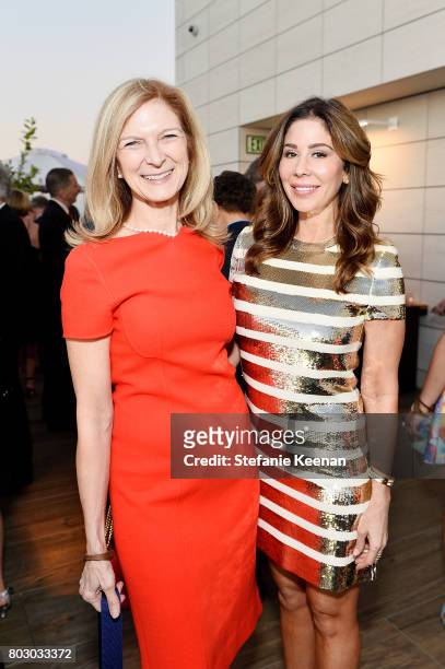 Dawn Hudson and Julie Waldorf attend Waldorf Astoria Beverly Hills Grand Opening Cocktail Celebration on June 28, 2017 in Beverly Hills, California.