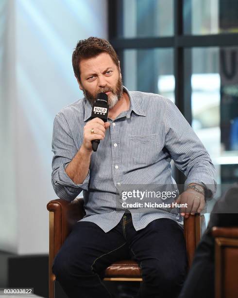 Actor Nick Offerman discusses "Look & See" at Build Studio on June 28, 2017 in New York City.