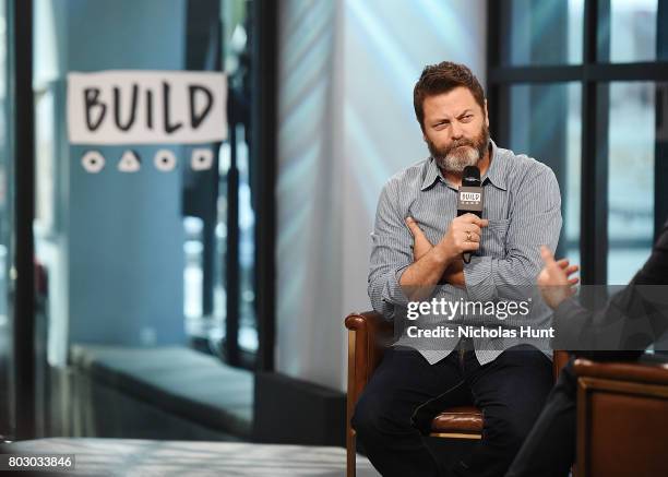 Actor Nick Offerman discusses "Look & See" at Build Studio on June 28, 2017 in New York City.