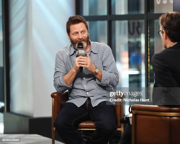 Actor Nick Offerman discusses "Look & See" at Build Studio on June 28, 2017 in New York City.