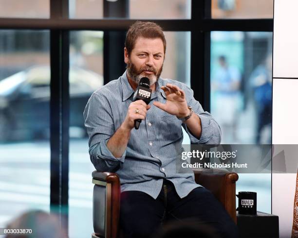 Actor Nick Offerman discusses "Look & See" at Build Studio on June 28, 2017 in New York City.