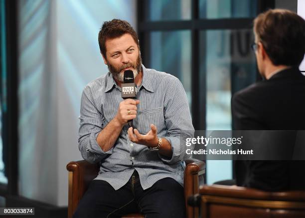 Actor Nick Offerman discusses "Look & See" at Build Studio on June 28, 2017 in New York City.