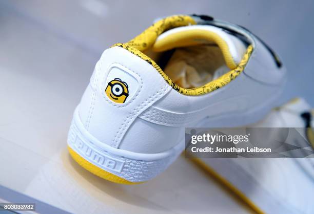 View of the shoes on display during the Puma x Minions Collaboration Launch at BAIT on June 28, 2017 in Los Angeles, California.