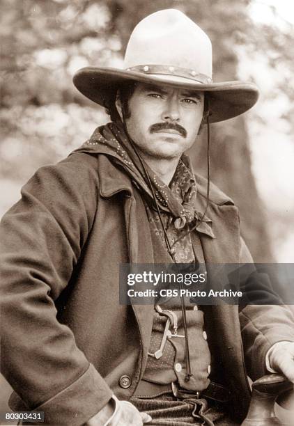 Promotional portrait of American actor Robert Urich in the television mini-series 'Lonesome Dove,' directed by Simon Wincer and adapted from the...