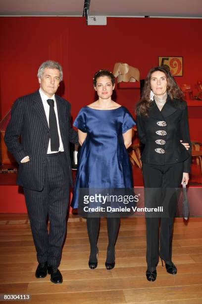 Alain Elkann, Ginevra Elkann and Rosy Elkann attend the Adventure with Objects/Preview Gala Dinner at Pinacoteca Giovanni e Marella Agnlli on March...