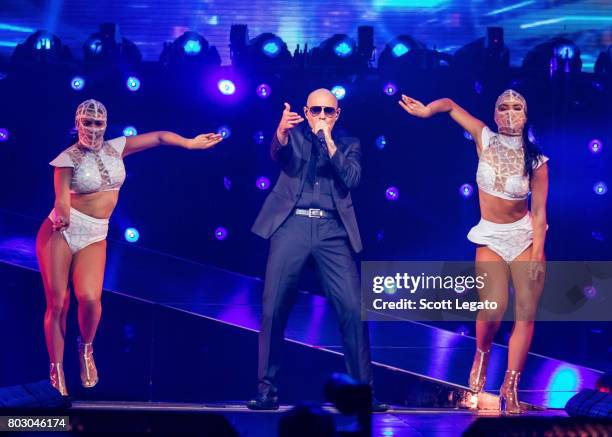 Pitbull performs at The Palace of Auburn Hills on June 28, 2017 in Auburn Hills, Michigan.