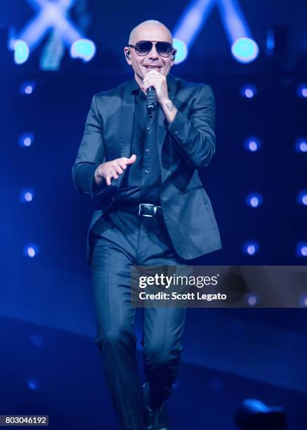 Pitbull performs at The Palace of Auburn Hills on June 28, 2017 in Auburn Hills, Michigan.