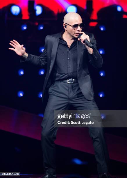 Pitbull performs at The Palace of Auburn Hills on June 28, 2017 in Auburn Hills, Michigan.