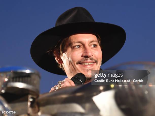 Johnny Depp attends day 1 of the Glastonbury Festival 2017 at Worthy Farm, Pilton on June 22, 2017 in Glastonbury, England.