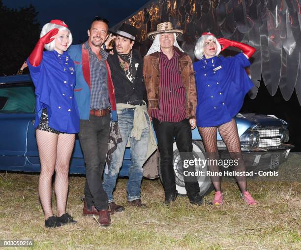 Johnny Depp and Julien Temple attend day 1 of the Glastonbury Festival 2017 at Worthy Farm, Pilton on June 22, 2017 in Glastonbury, England.