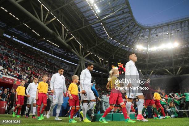 Players of the Chile national football team during the 2017 FIFA Confederations Cup match, semi-finals between Portugal and Chile at Kazan Arena on...