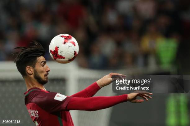 André Gomes of the Portugal national football team vie for the ball during the 2017 FIFA Confederations Cup match, semi-finals between Portugal and...