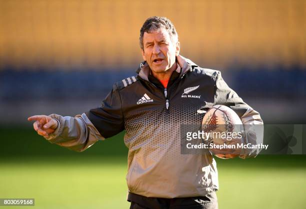 Wellington , New Zealand - 29 June 2017; Assistant coach Wanye Smith during a New Zealand All Blacks training session at Westpac Stadium in...