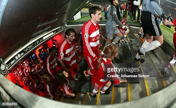 Miroslav Klose of Bayern Munich arrives for the DFB Cup Semi Final match between FC Bayern Munich and VfL Wolfsurg at the Allianz Arena on March 19,...