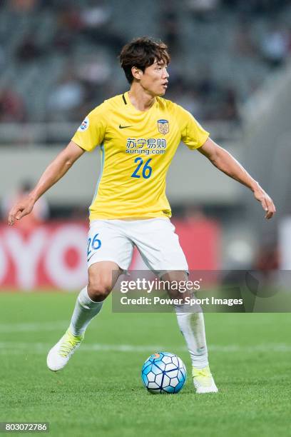 Jiangsu FC Defender Hong Jeongho in action during the AFC Champions League 2017 Round of 16 match between Shanghai SIPG FC vs Jiangsu FC at the...