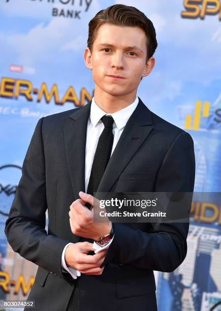 Tom Holland arrives at the Premiere Of Columbia Pictures' "Spider-Man: Homecoming" at TCL Chinese Theatre on June 28, 2017 in Hollywood, California.