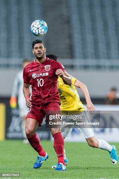 Shanghai FC Forward Givanildo Vieira De Sousa fights for the ball with Jiangsu FC Defender Zhou Yun during the AFC Champions League 2017 Round of 16...