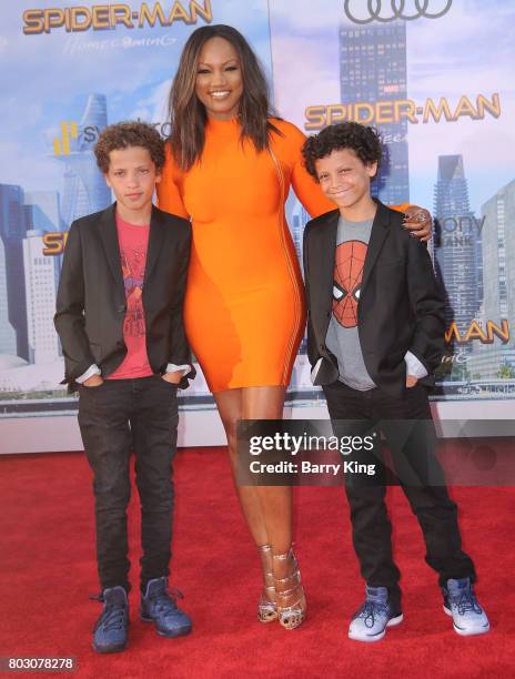 Actress Garcelle Beauvais and her sons Jaid Thomas Nilon and Jax Joseph Nilon attend the World Premiere of Columbia Pictures' 'Spider-Man:...