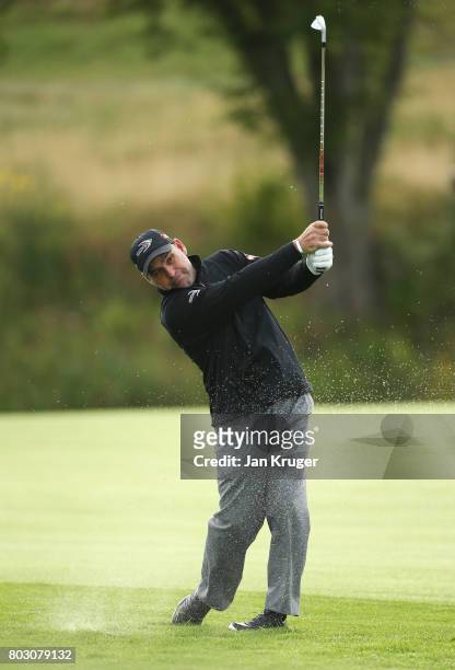 Hennie Otto of South Africa hits an iron on the 1st hole during day one of the HNA Open de France at Le Golf National on June 29, 2017 in Paris,...