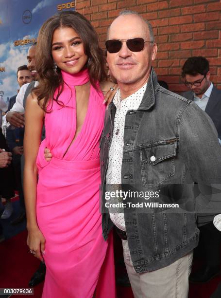 Zendaya and Michael Keaton attend the premiere of Columbia Pictures' "Spider-Man: Homecoming" at TCL Chinese Theatre on June 28, 2017 in Hollywood,...