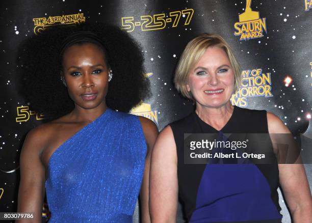 Sydelle Noel and Denise Crosby pose in the press room at the 43rd Annual Saturn Awards at The Castaway on June 28, 2017 in Burbank, California.