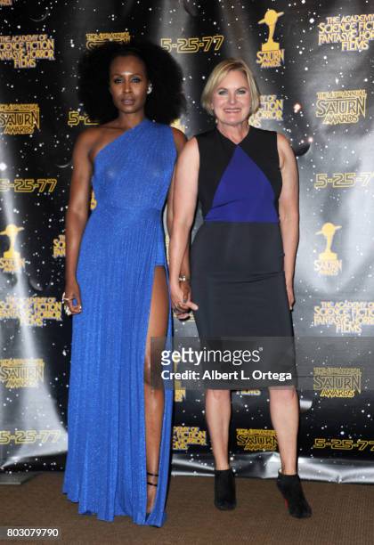Sydelle Noel and Denise Crosby pose in the press room at the 43rd Annual Saturn Awards at The Castaway on June 28, 2017 in Burbank, California.