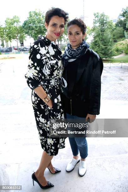 Farida Khelfa Seydoux and actress Rachida Brakni attend Artistic Director of Lanvin, Bouchra Jarrar is Decorated "Officier de l'Ordre des Arts et des...