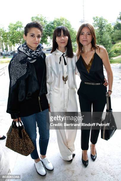 Actress Rachida Brakni, Bouchra Jarrar and singer Keren Ann attend Artistic Director of Lanvin, Bouchra Jarrar is Decorated "Officier de l'Ordre des...