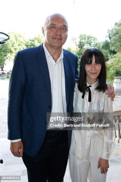 President of the "Federation Francaise de la Couture", Pascal Morand and Bouchra Jarrar attend Artistic Director of Lanvin, Bouchra Jarrar is...