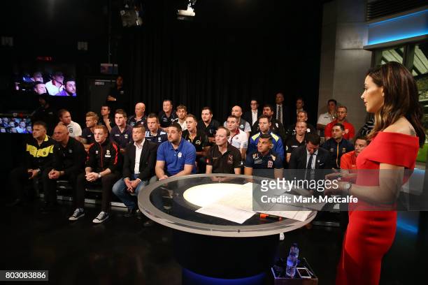 Fox Sports presenter Tara Rushton talks to representatives from football clubs across the country during the FFA Cup Round of 32 Official Draw on...
