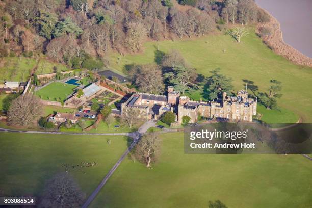 aerial photography view north-east of knepp castle estate, horsham, rh13 8lj, uk. - sussex stock pictures, royalty-free photos & images