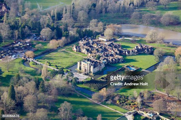 aerial photography view north-west of hever castle & gardens, edenbridge, tn8, uk. - hever castle stock pictures, royalty-free photos & images