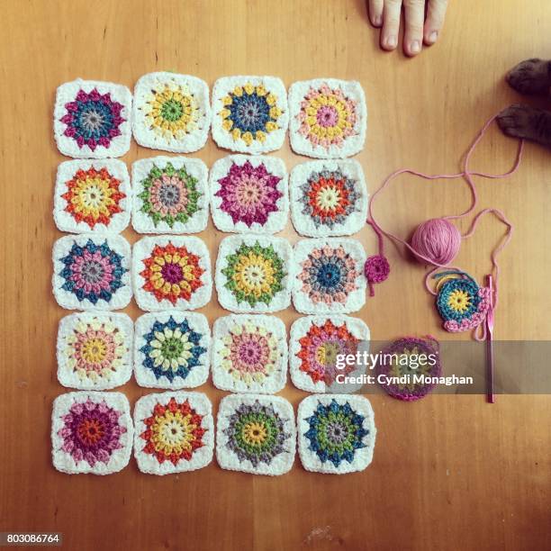 granny squares - crochet stock pictures, royalty-free photos & images